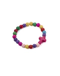 Kinder-Armband 'Kreuz' pink