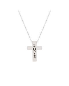 Halskette mit Anhänger 'Kreuz Love' silberfarben