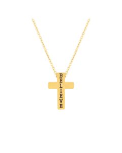 Halskette mit Anhänger 'Kreuz Believe' goldfarben