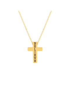 Halskette mit Anhänger 'Kreuz Believe' goldfarben