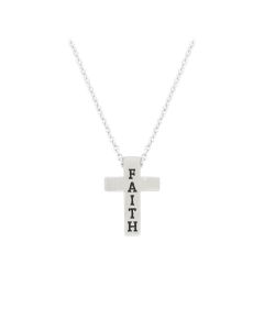 Halskette mit Anhänger 'Kreuz Faith' silberfarben