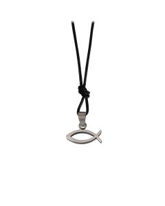 Leder-Halsband mit Anhänger 'Fisch'