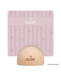 Kartenhalter rund und Postkarte 'Geliebt'