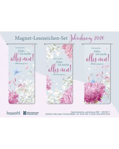 Magnetlesezeichen 'Hortensie' 3-Tlg.                        'Gott spricht: Siehe, ich mache alles neu! Offenbarung 21,5'