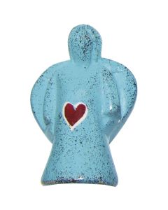 Speckstein-Engel mit Herz blau