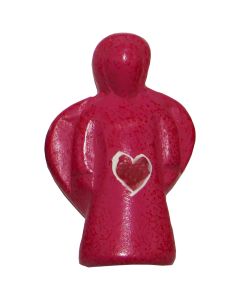 Speckstein-Engel mit Herz rot