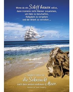Postkarte 'Wenn du ein Schiff bauen' 12 Ex.