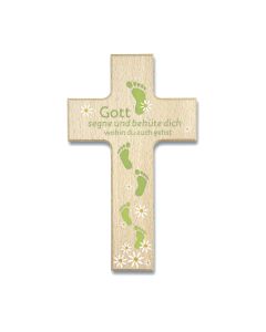 Holzkreuz 'Gott segne und behüte' grün