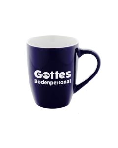 Keramiktasse 'Gottes Bodenpersonal' blau
