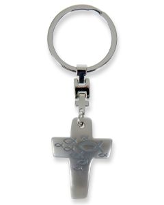 Schlüsselanhänger 'Kreuz' grau