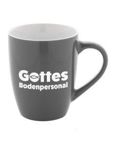 Keramiktasse 'Gottes Bodenpersonal' grau