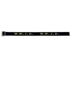 Armband 'WWJD' gewebt, schwarz/neongelb