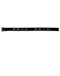 Armband 'WWJD' gewebt, schwarz/neongrün